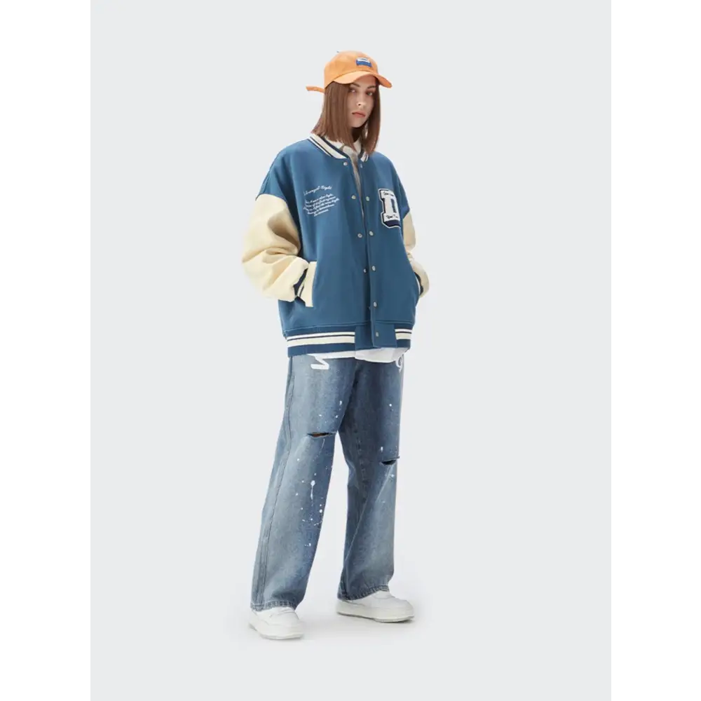 Y2k don’t care varsity jacket for streetwear enthusiasts - varsity jackets