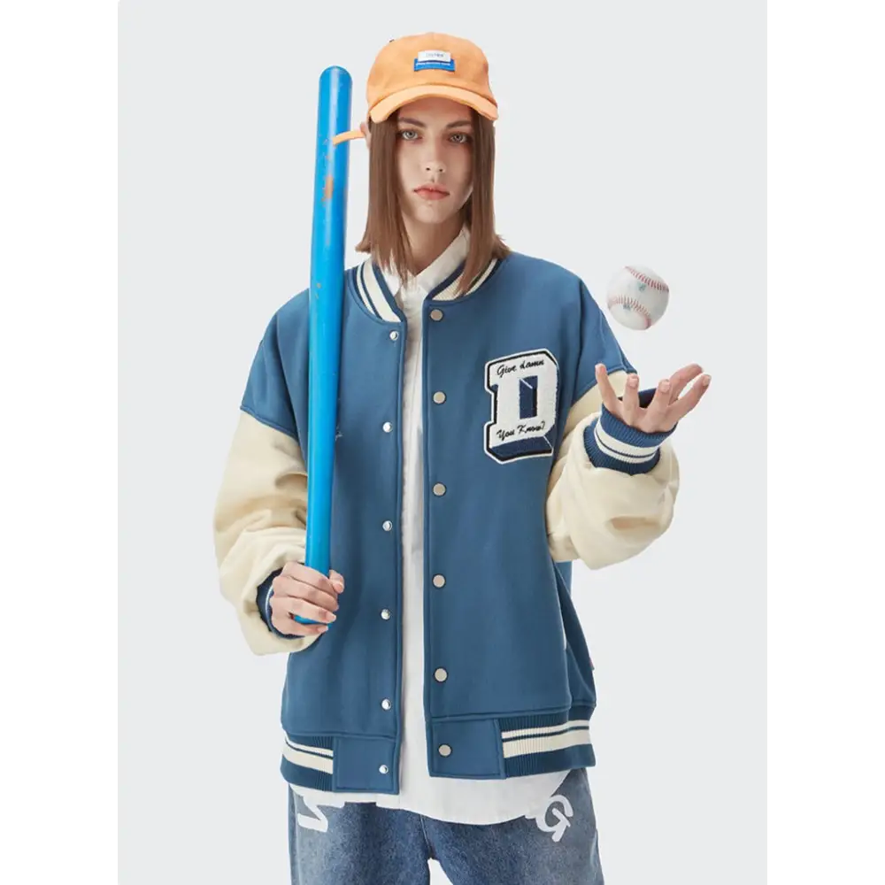 Y2k don’t care varsity jacket for streetwear enthusiasts - varsity jackets