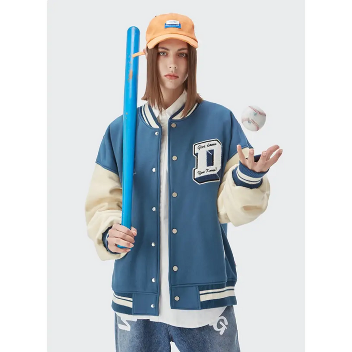 Y2k don’t care varsity jacket for streetwear enthusiasts - varsity jackets