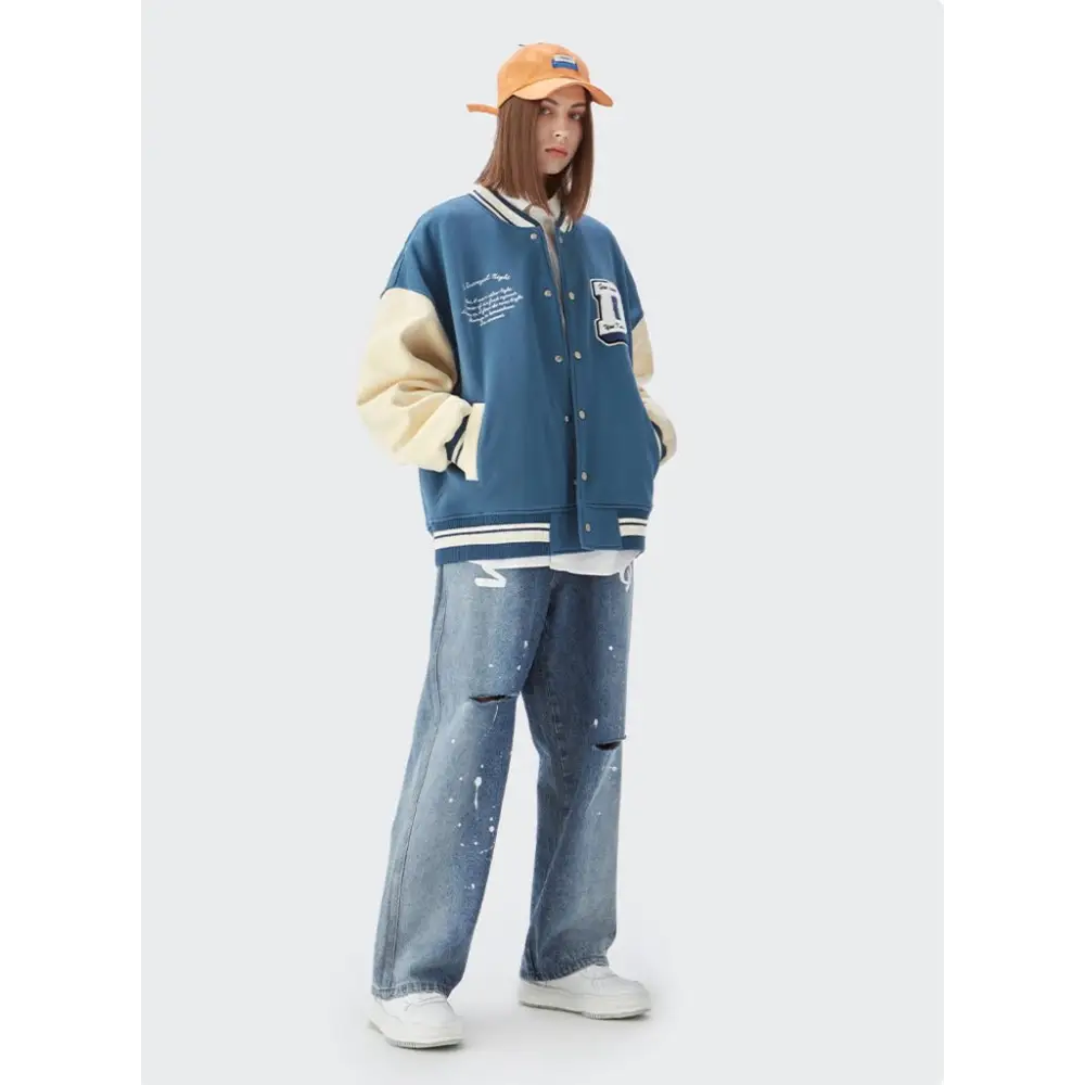Y2k don’t care varsity jacket for streetwear enthusiasts - varsity jackets