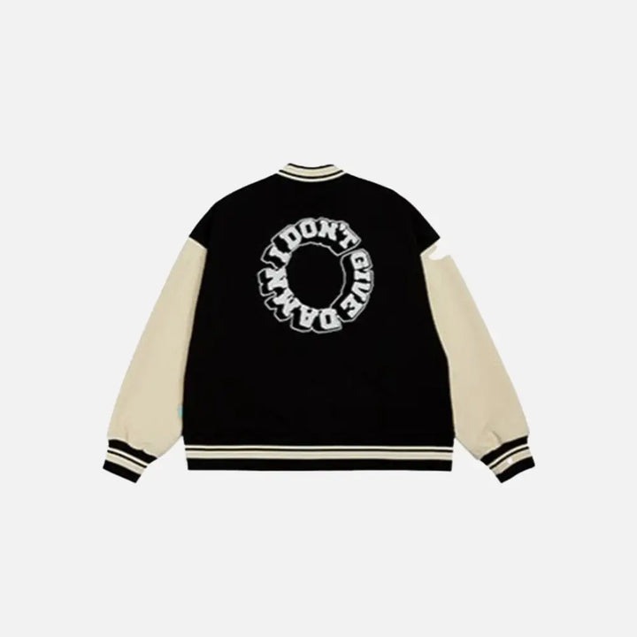 Y2k don’t care varsity jacket for streetwear enthusiasts - varsity jackets