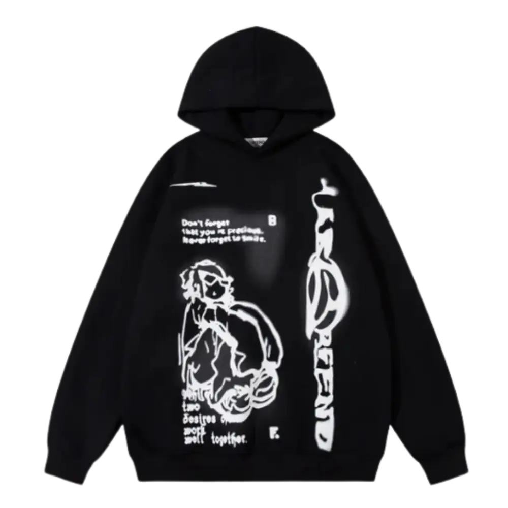 Forget me not y2k hoodie for urban fashion lovers - black / s