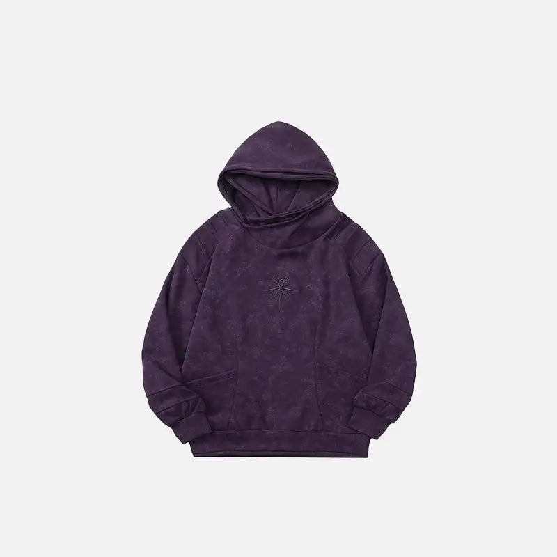 Double embroidered gothic hoodie from y2k streetwear collection - purple / m - hoodies