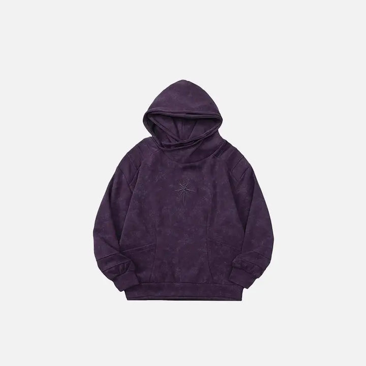 Double embroidered gothic hoodie from y2k streetwear collection - purple / m - hoodies