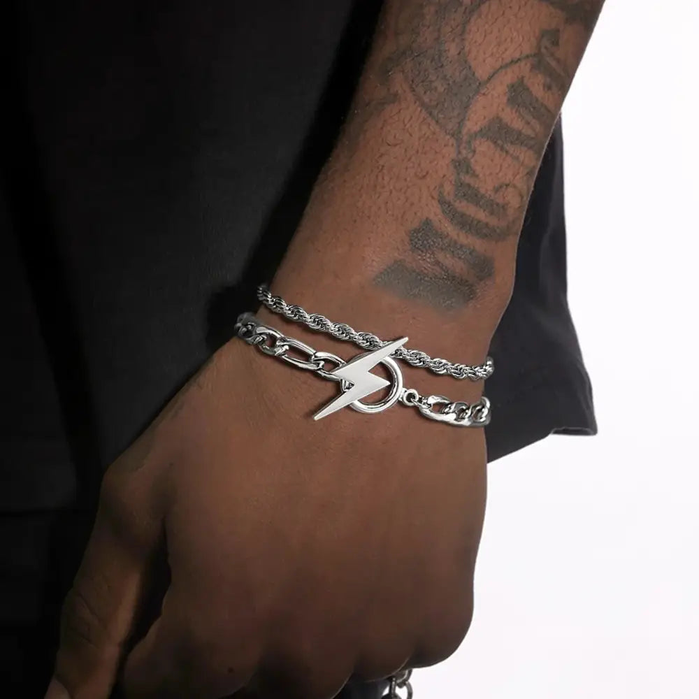 Y2k double twist stainless steel chain bracelet for fashion-forward style - necklace