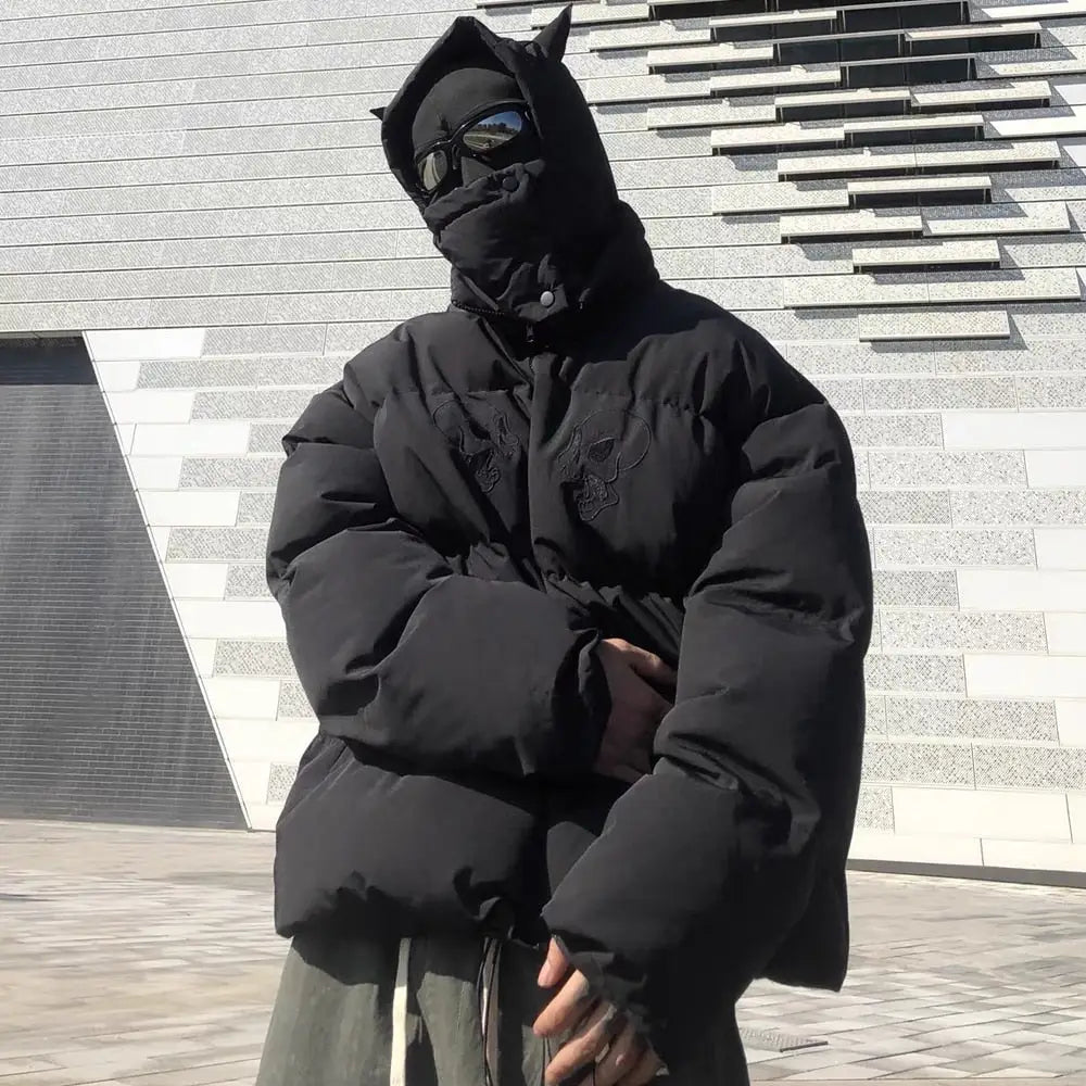 Y2k down jacket streetwear balaclava for winter