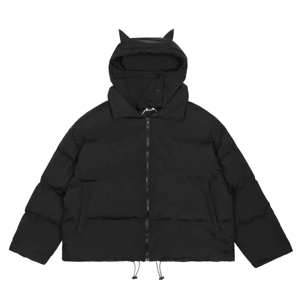Y2k down jacket streetwear balaclava for winter - m