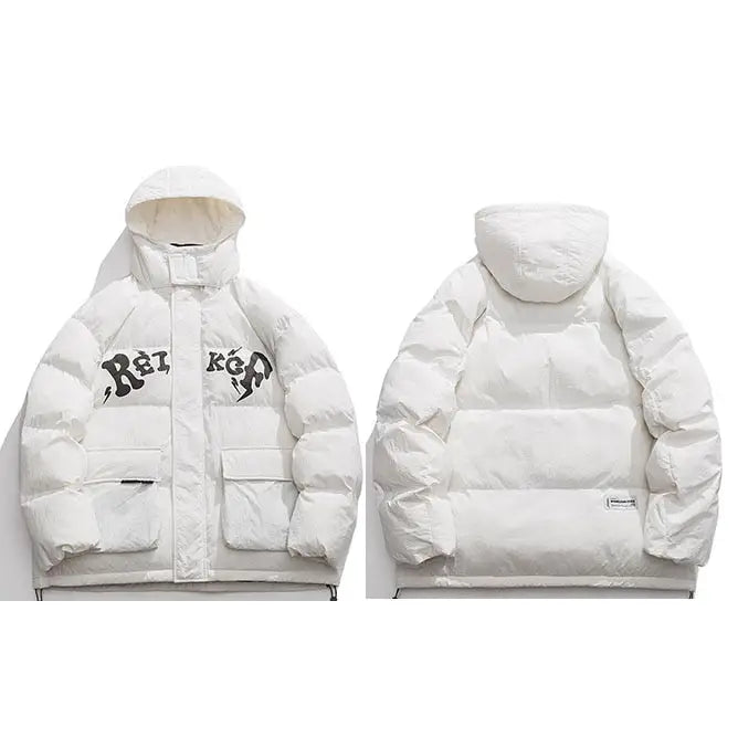 Drill y2k style down jacket - colorful and warm - white / m