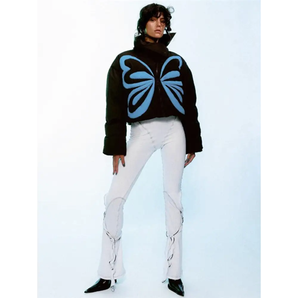 Y2k butterfly down jacket - trendy streetwear style