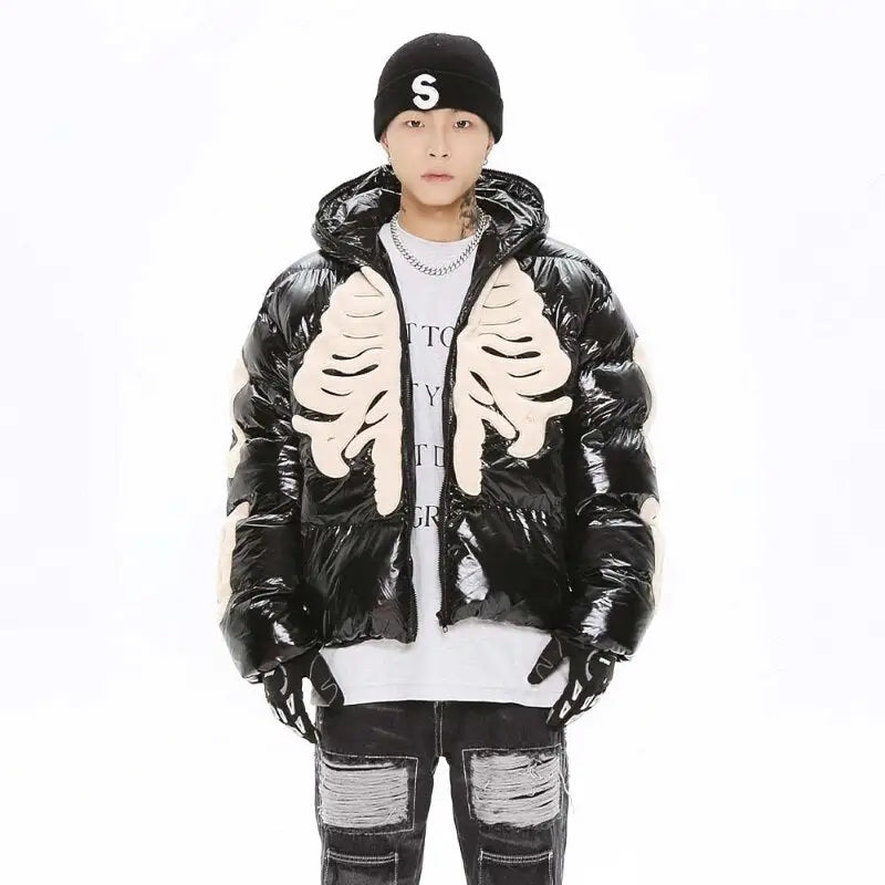 Y2k skeleton down jacket – trendy streetwear coat