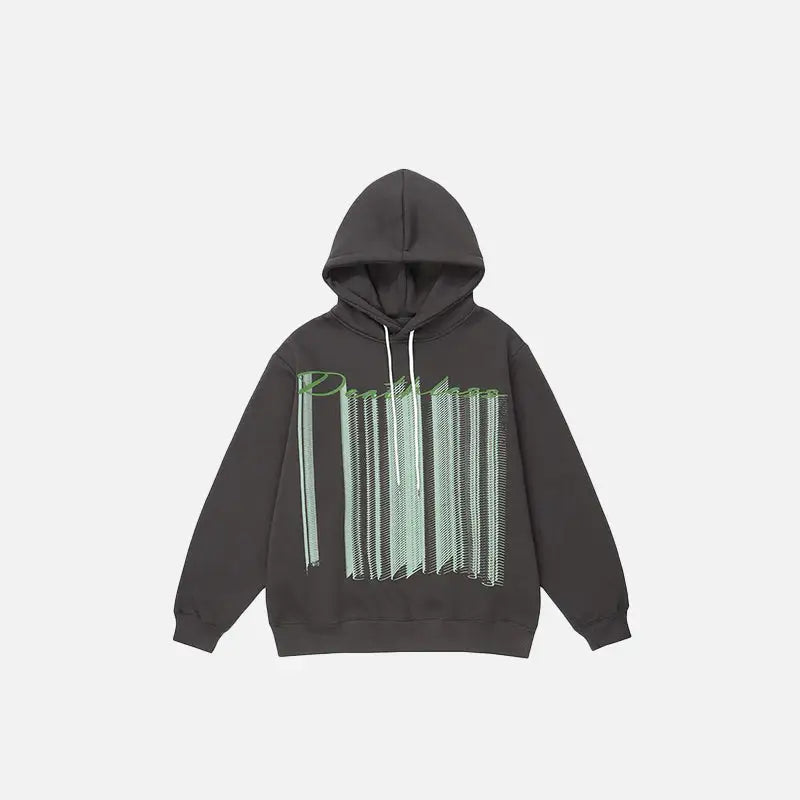 Dragged life y2k letter print oversized hoodie - darkgrey / s - hoodies