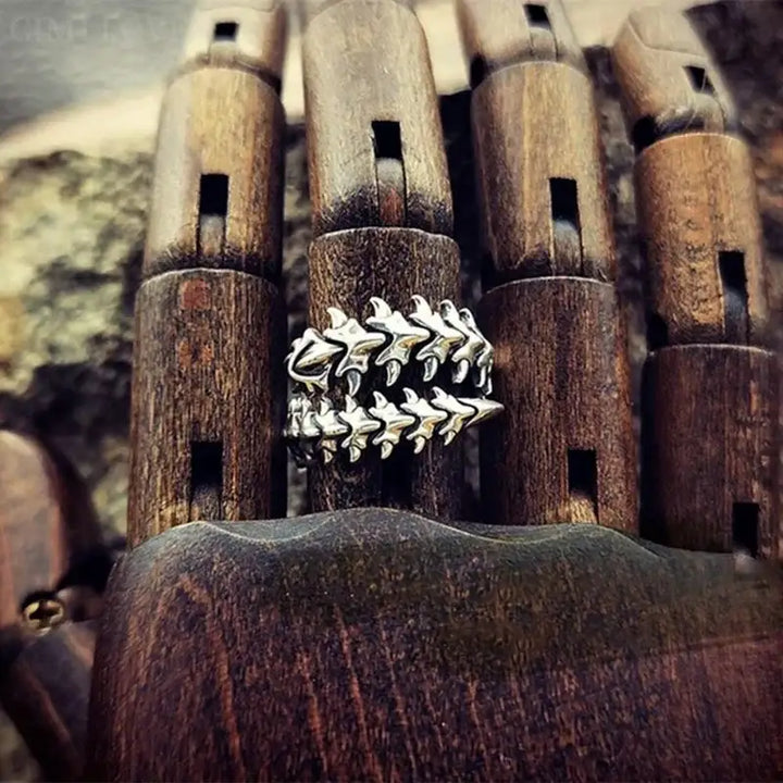 Retro dragon skeleton ring for a bold wardrobe statement - silver / adjustable - rings