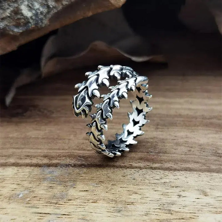 Retro dragon skeleton ring for a bold wardrobe statement - silver / adjustable - rings