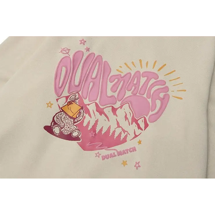 Y2k heart double match hoodie for trendy streetwear style - hoodies