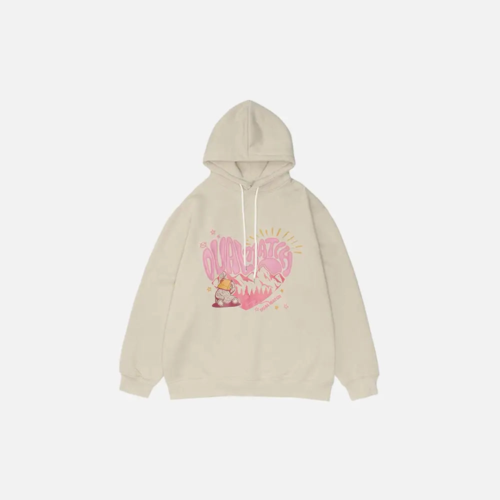 Y2k heart double match hoodie for trendy streetwear style - khaki / s - hoodies