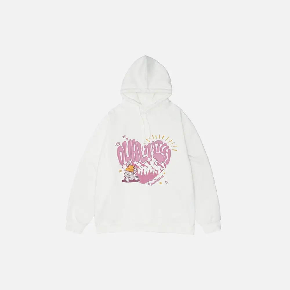 Y2k heart double match hoodie for trendy streetwear style - white / s - hoodies