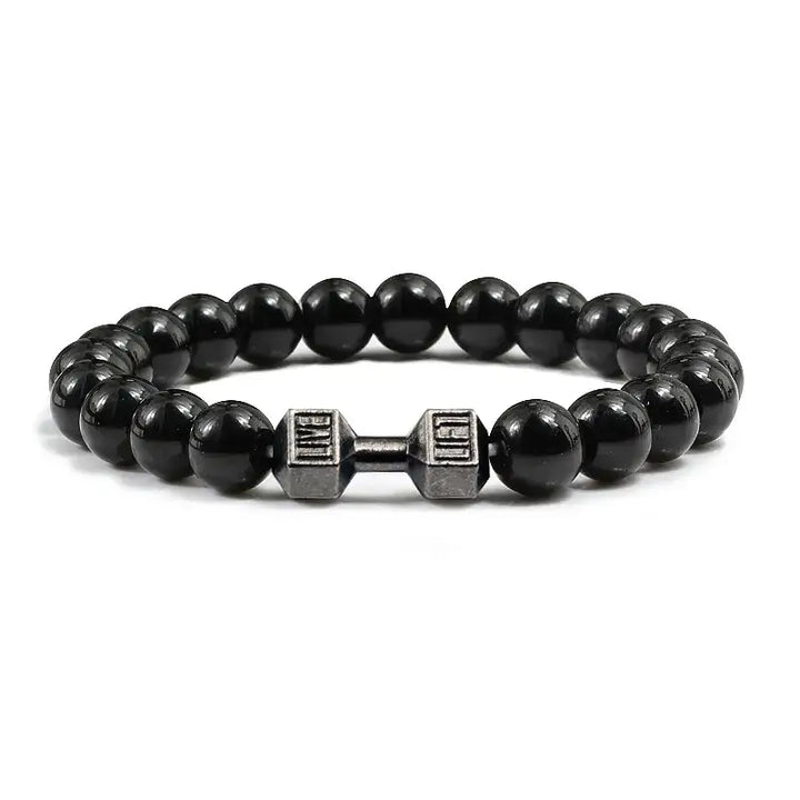 Y2k dumbbell volcanic necklace with high quality stone - bright black