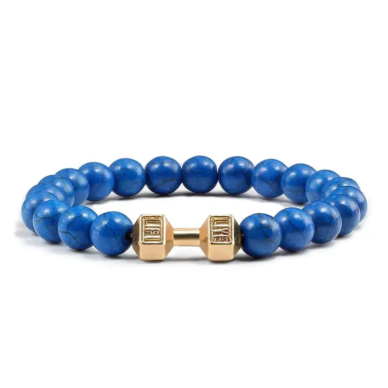 Y2k dumbbell volcanic necklace with high quality stone - dark blue g