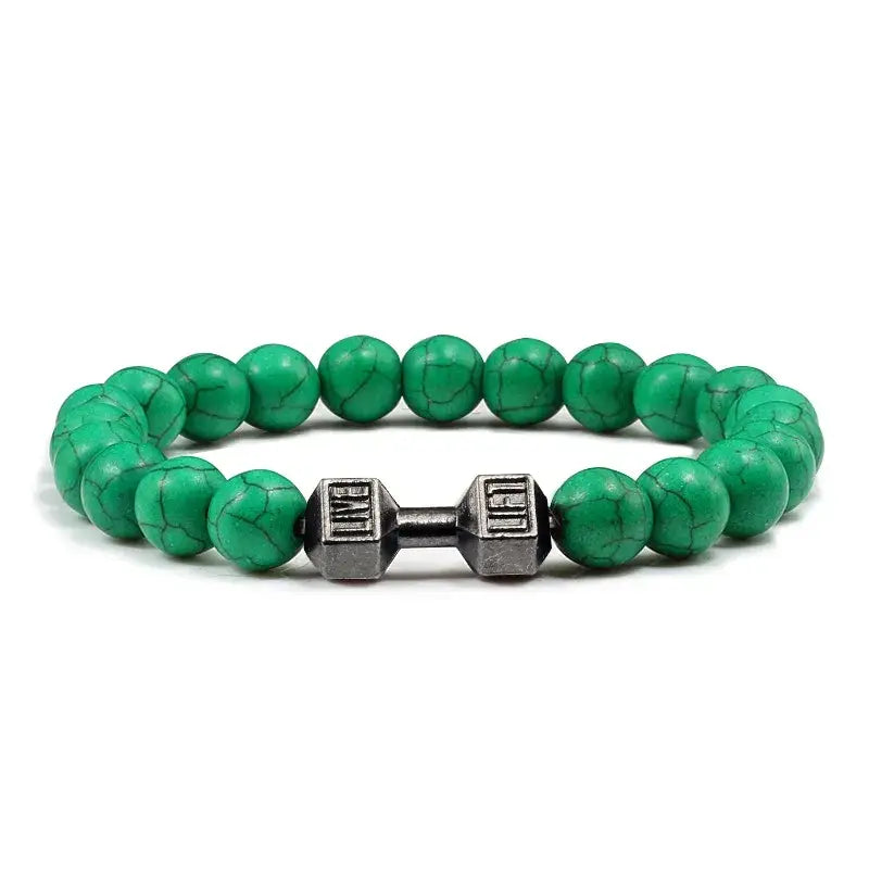 Y2k dumbbell volcanic necklace with high quality stone - dark green black
