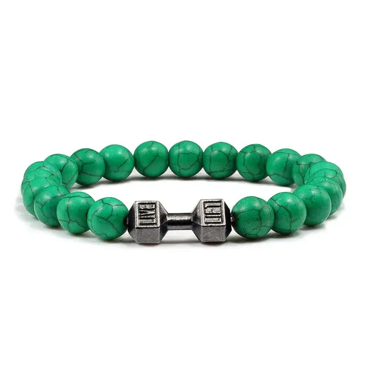 Y2k dumbbell volcanic necklace with high quality stone - dark green black