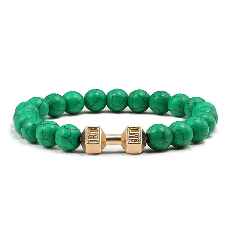 Y2k dumbbell volcanic necklace with high quality stone - dark green g