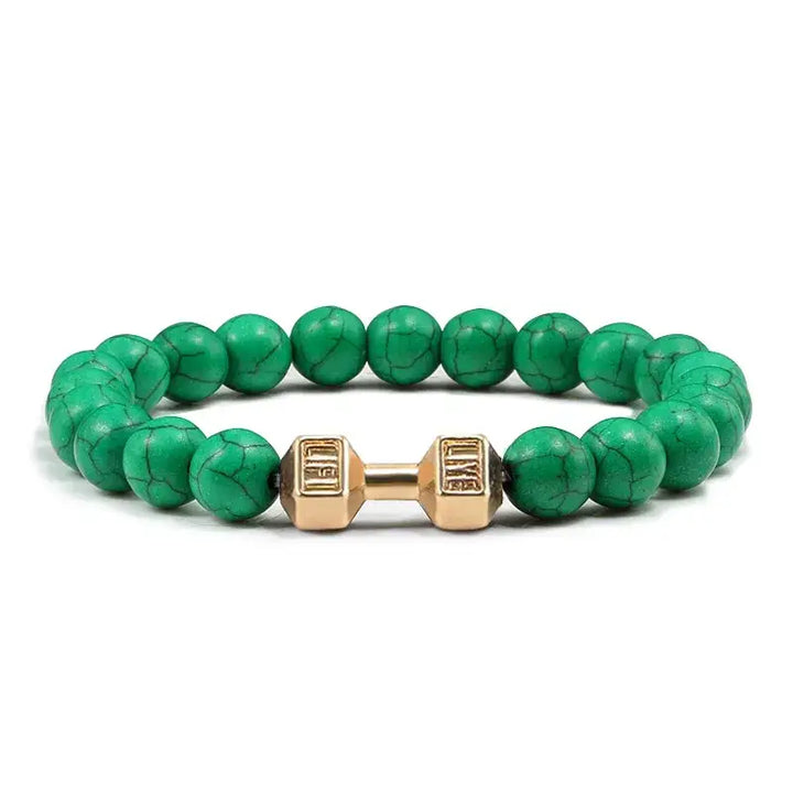 Y2k dumbbell volcanic necklace with high quality stone - dark green g