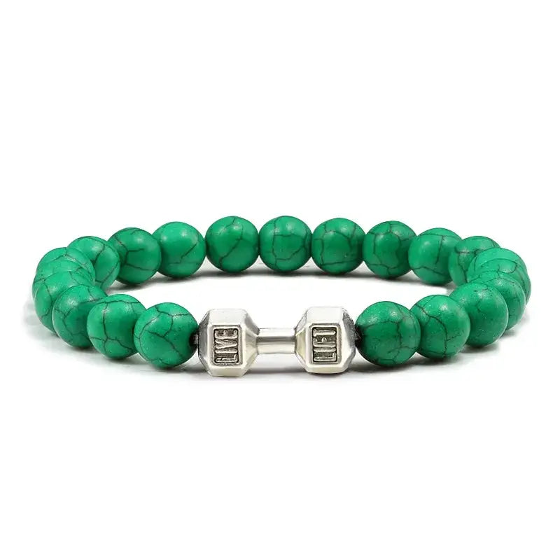 Y2k dumbbell volcanic necklace with high quality stone - dark green s