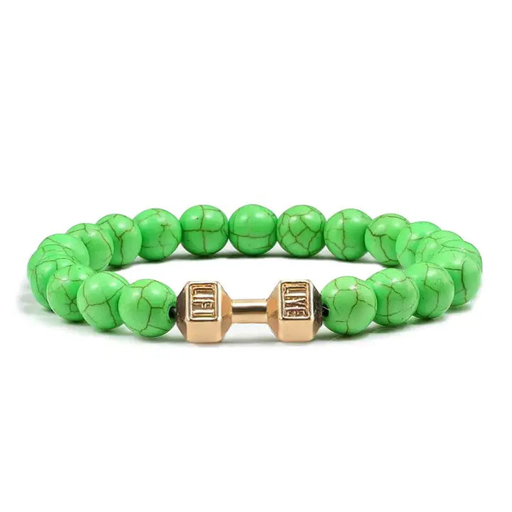 Y2k dumbbell volcanic necklace with high quality stone - green gold color