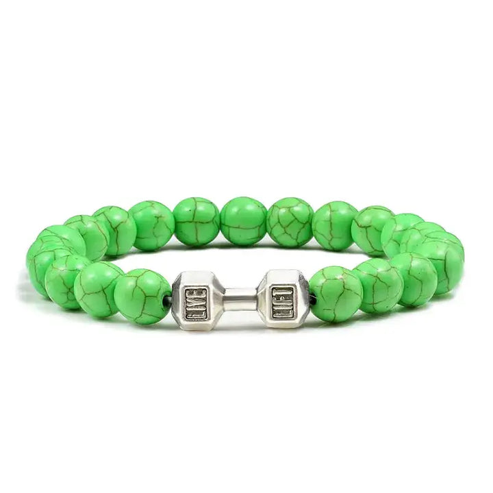 Y2k dumbbell volcanic necklace with high quality stone - green sliver color