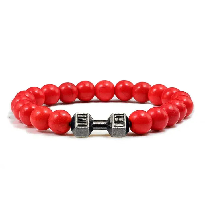 Y2k dumbbell volcanic necklace with high quality stone - red black