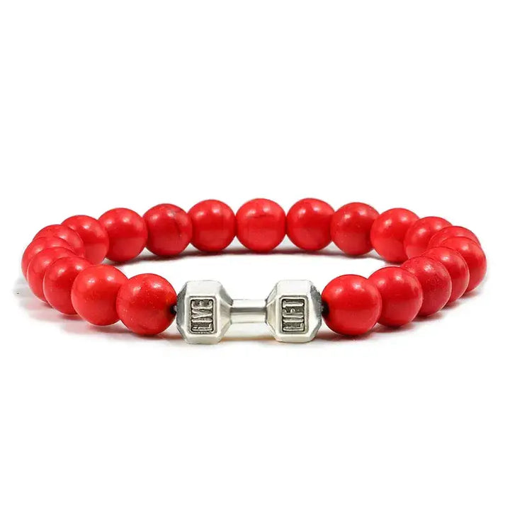 Y2k dumbbell volcanic necklace with high quality stone - red sliver color