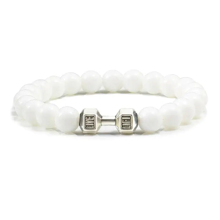 Y2k dumbbell volcanic necklace with high quality stone - white sliver color