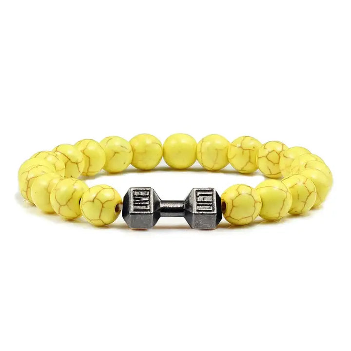 Y2k dumbbell volcanic necklace with high quality stone - yellow black