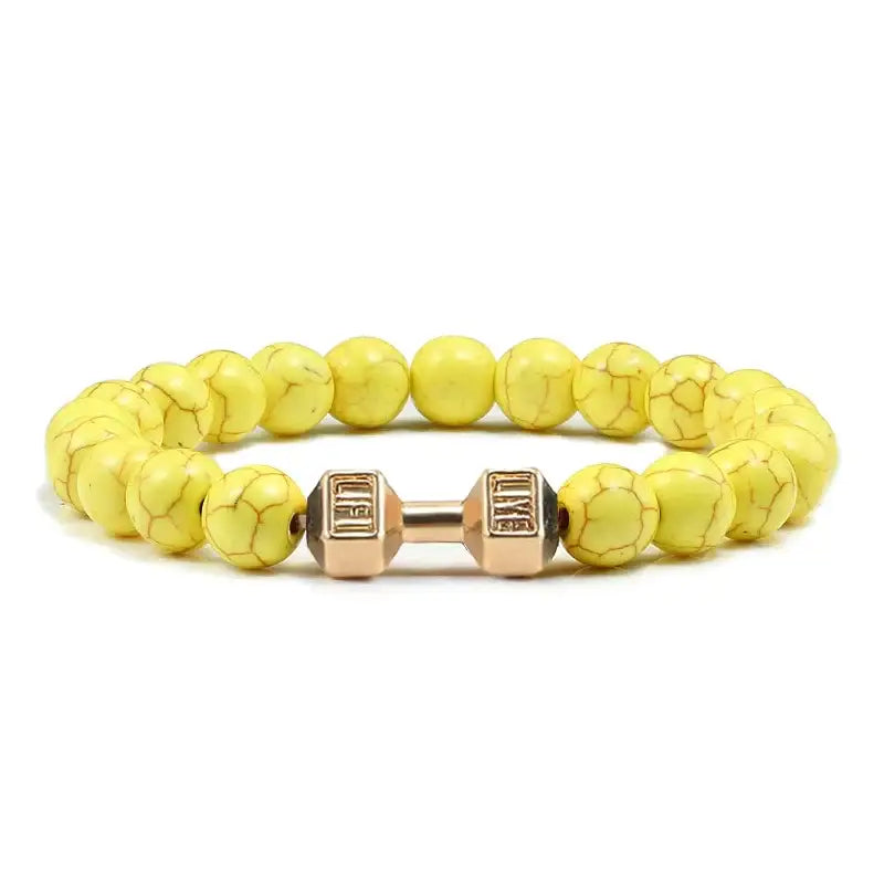 Y2k dumbbell volcanic necklace with high quality stone - yellow gold color