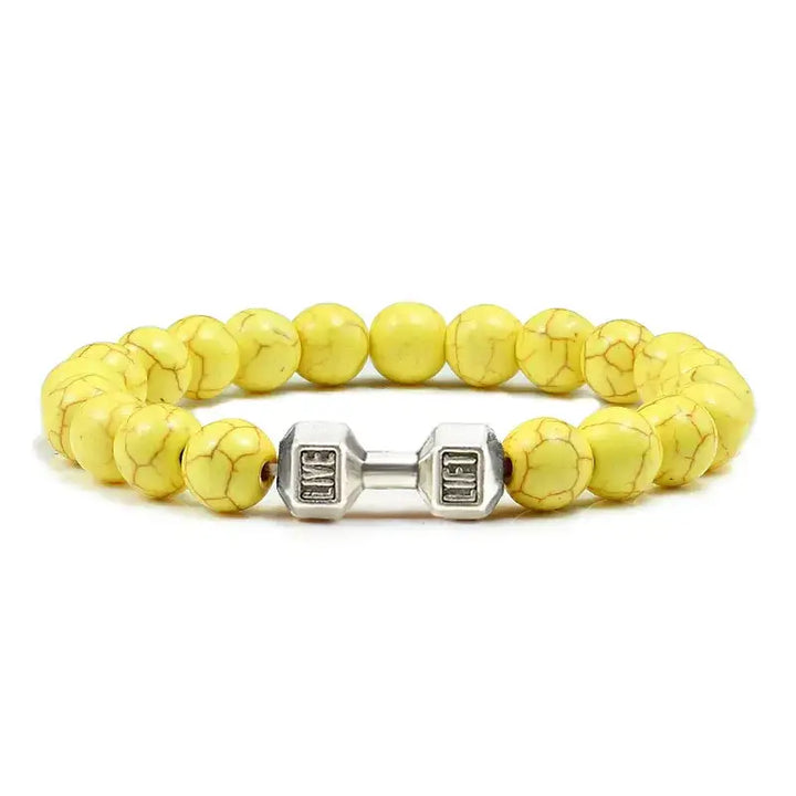 Y2k dumbbell volcanic necklace with high quality stone - yellow sliver color