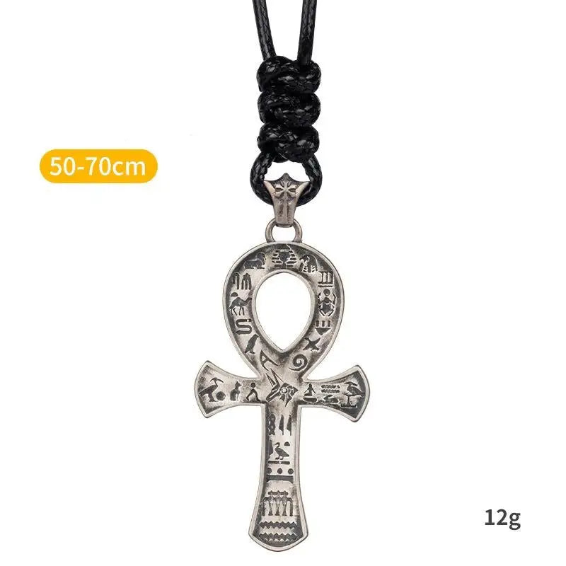 Anka cross pendant necklace in silver and copper - sd21375/yd wax rope - necklaces