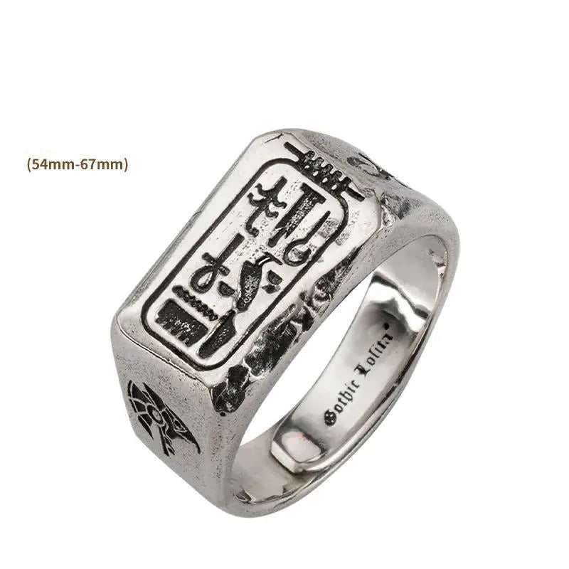 Elegant anubis signet ring in premium silver for pharaoh enthusiasts - horus opening can be adjusted to fit 7-12 yards