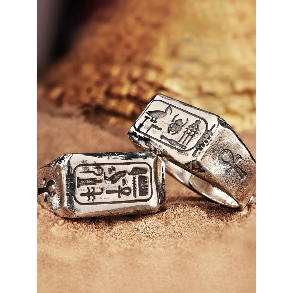 Elegant anubis signet ring in premium silver for pharaoh enthusiasts - rings