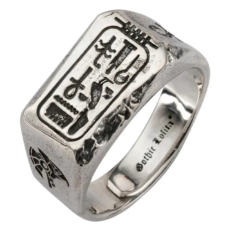 Elegant anubis signet ring in premium silver for pharaoh enthusiasts - rings