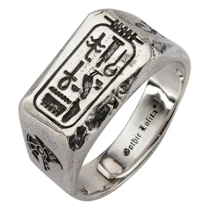 Elegant anubis signet ring in premium silver for pharaoh enthusiasts - rings