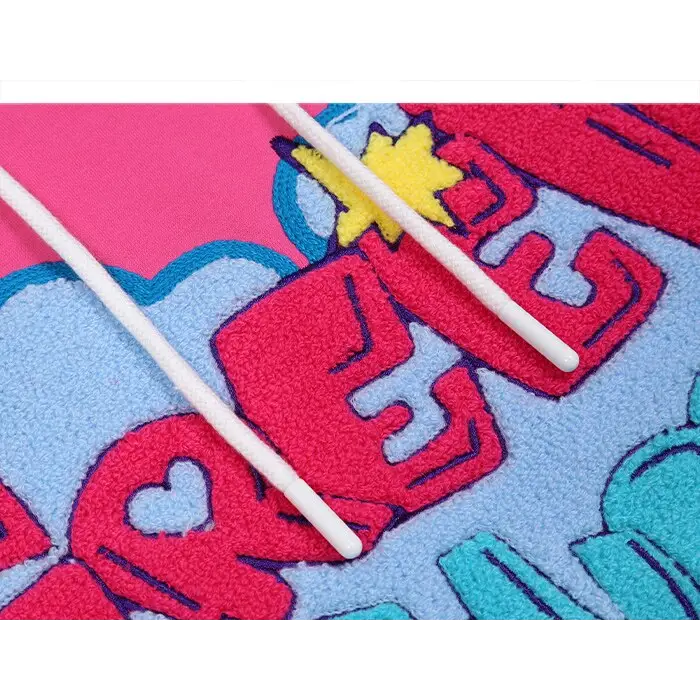 Embroidered heart fleece hoodie for comfort and style - hoodie