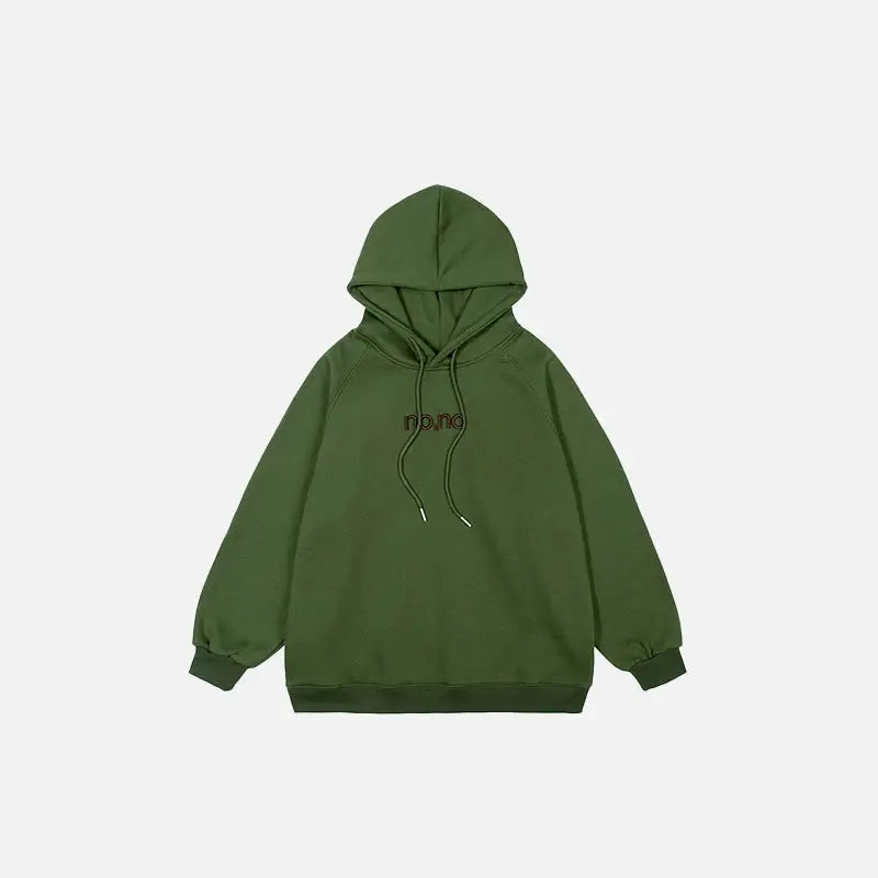 Y2k letter embroidered plain hoodie for comfort and style - green / xs - hoodie