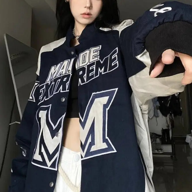 Customizable y2k style embroidered running jacket