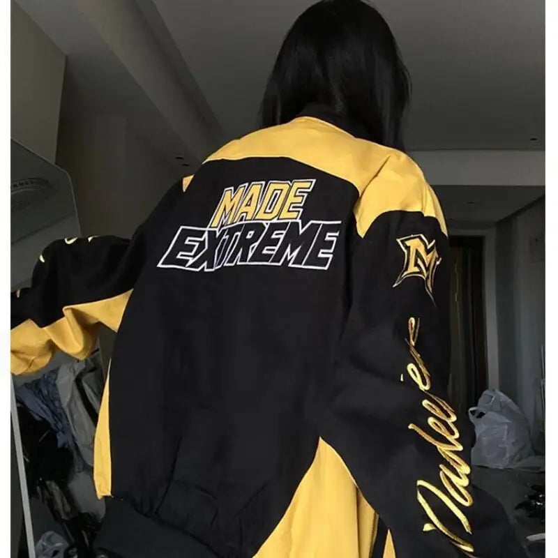 Customizable y2k style embroidered running jacket