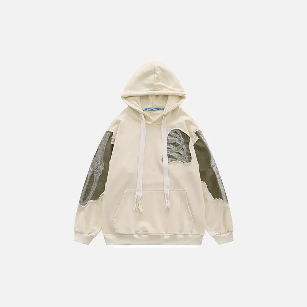 Y2k embroidered skeleton hoodie for streetwear fans - apricot / s - hoodies