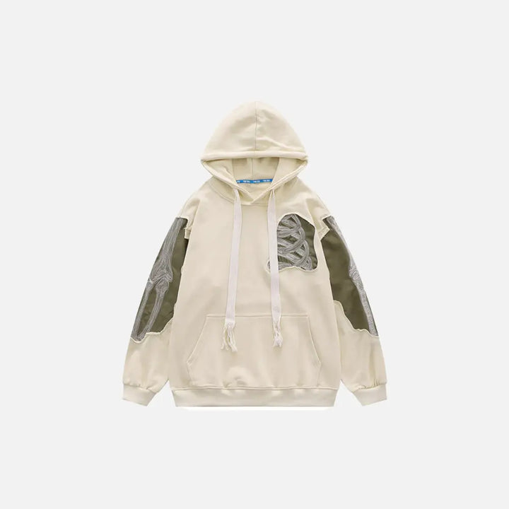 Y2k embroidered skeleton hoodie for streetwear fans - apricot / s - hoodies