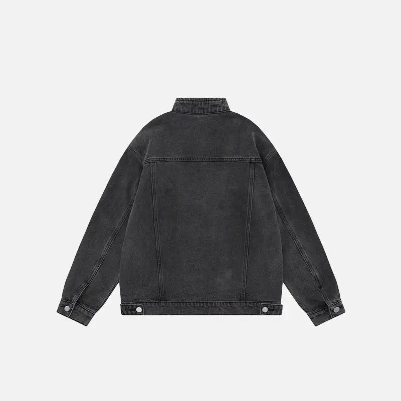 Y2k pleated denim jacket with letter embroidery for a stylish look