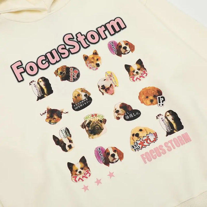 Y2k emoji dog frame hoodie for stylish streetwear comfort - hoodies
