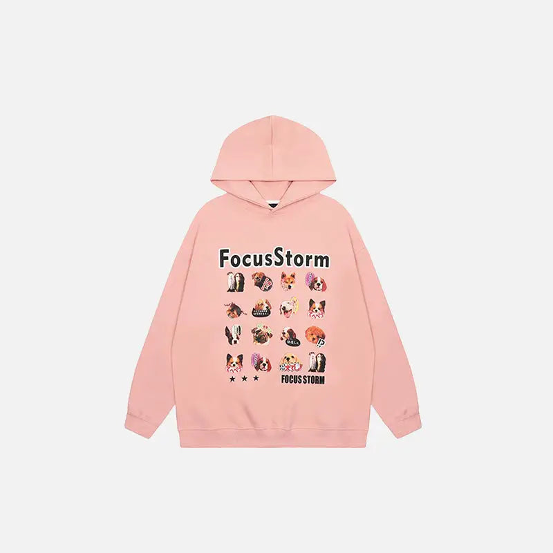 Y2k emoji dog frame hoodie for stylish streetwear comfort - pink / m - hoodies