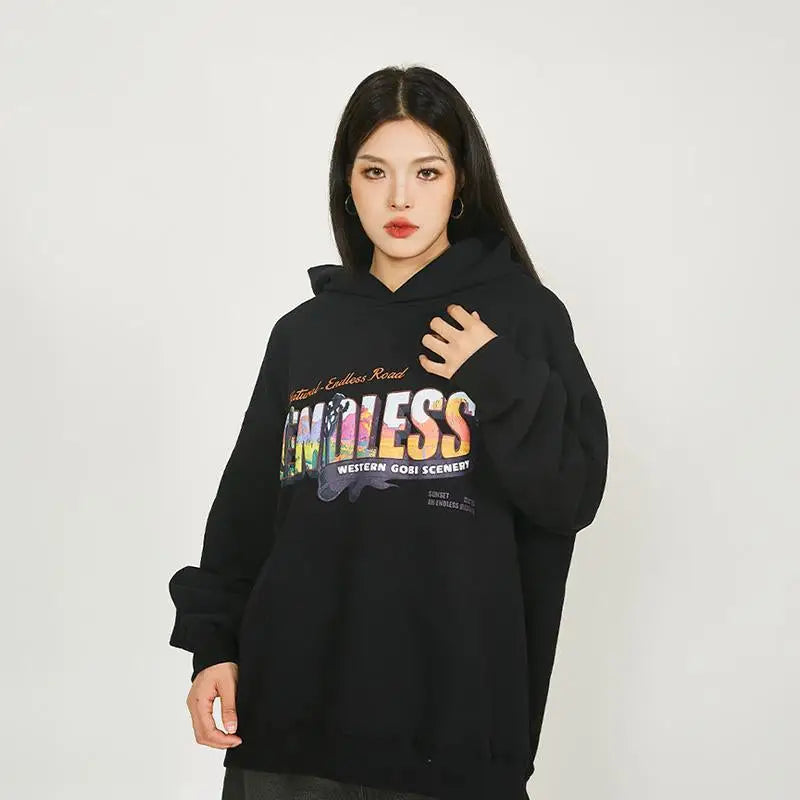 Y2k colorful letter print hoodie for stylish streetwear - hoodies